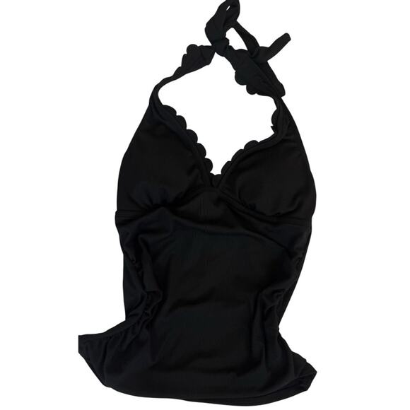 Cupshe Black Halter Scalloped Tankini Top and Standard Bottoms 2 pc Medium - Picture 7 of 9